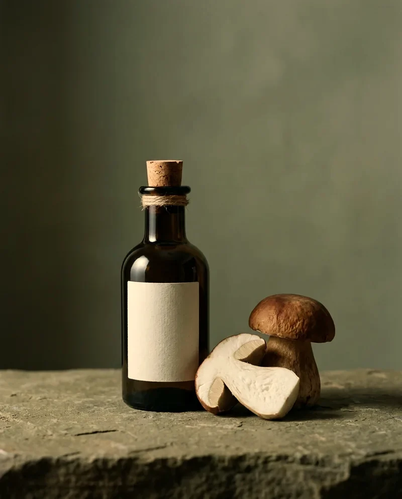 Olivenöl Boletus mit frischen Steinpilzen