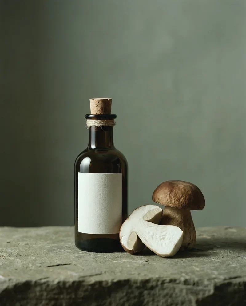Olivenöl Boletus mit frischen Steinpilzen